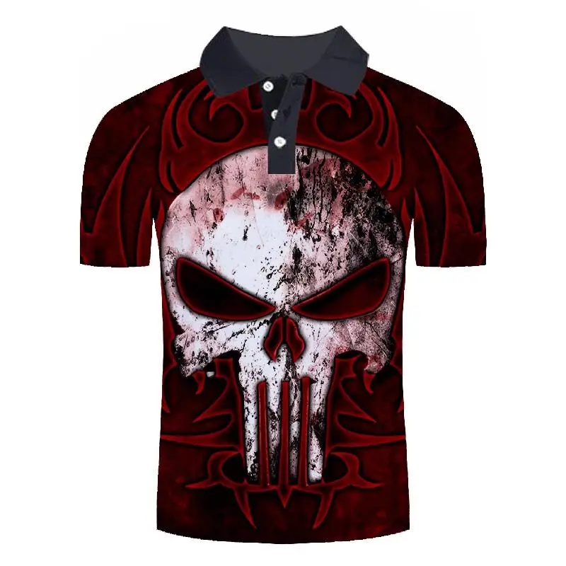 Новинка 2019 летняя мужская рубашка-поло уличная забавная в стиле панк с 3D-принтом