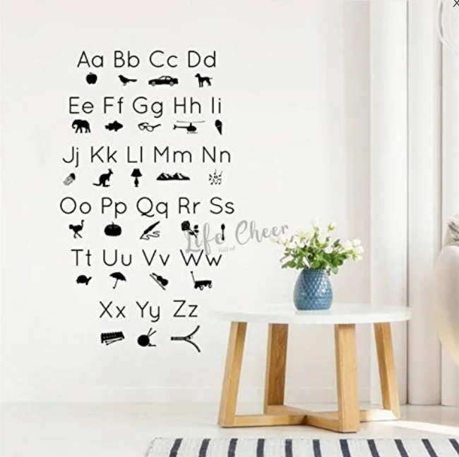 

Детская алфавитная Наклейка на стену с буквами ABC, абстрактный символ, настенная художественная наклейка для студентов, алфавит, обучающая ...