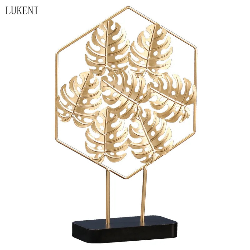 

Nordic Light Luxury Golden Turtle Back Leaf Iron Art Decoration Creative Home Living Room Wine Cabinet Porch Desktop Decoration