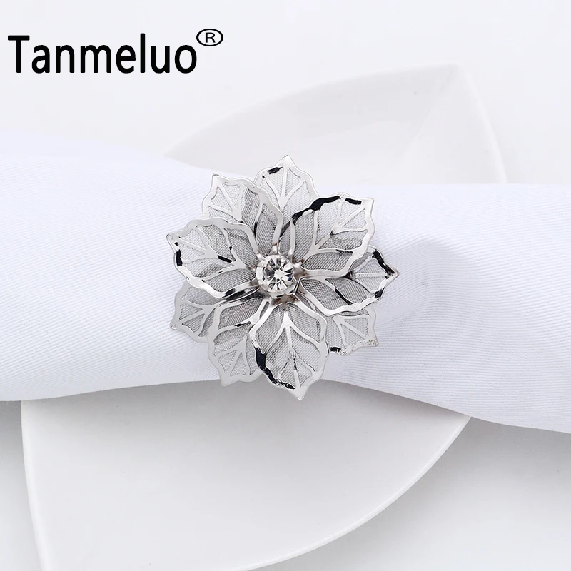 Сплав цветок дизайн салфетки кольца для украшения стола золотые свадебные