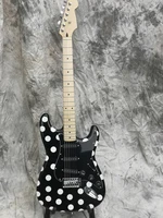 ms electric guitar high quality black white polka dotmaple neck maple fingerboard wave point black