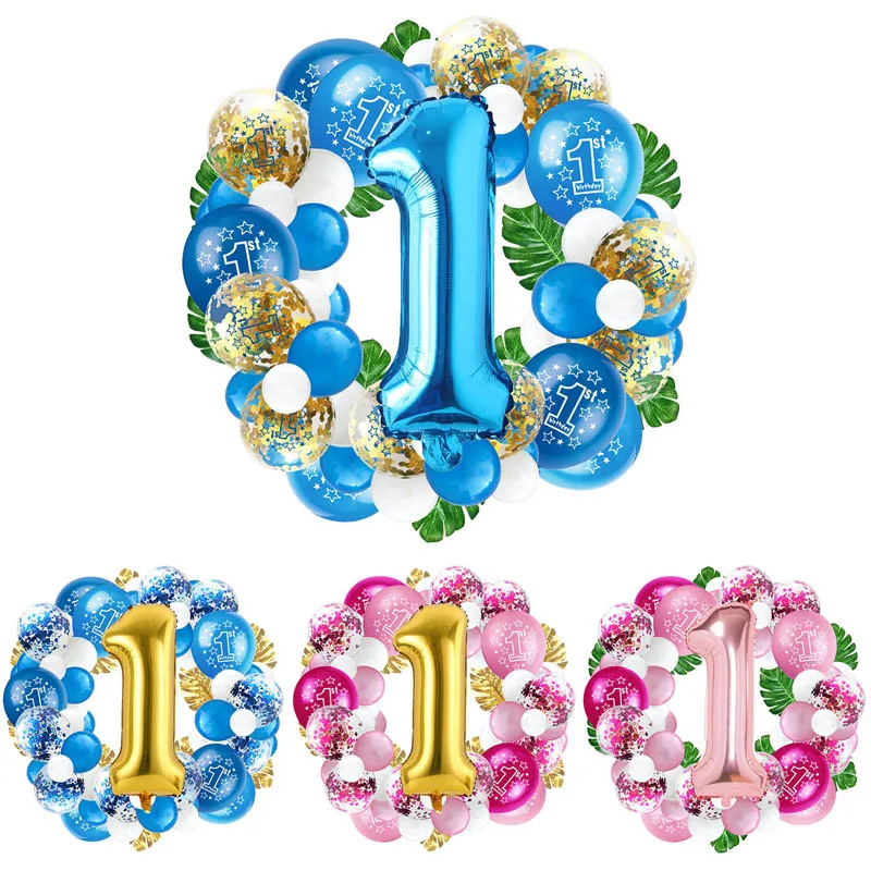 64 шт. разноцветные розовые и синие шары на день рождения украшения для малышей 32