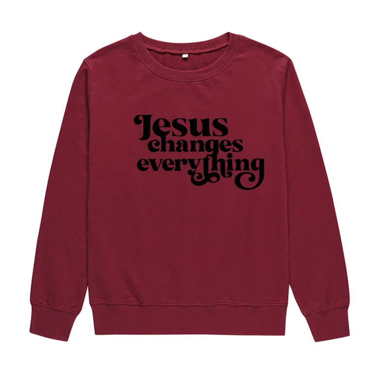 

About Jesus Applique Pattern Letter Print Sweatshirt Fashion Ladies Casual Harajuku Style Sweatshirt winter clothes women