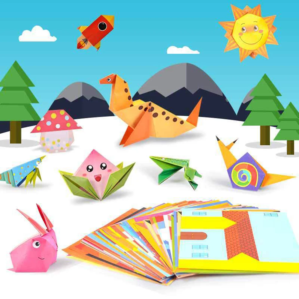 54 Pages Montessori Toys DIY Kids Craft Toy 3D Cartoon Animal Origami Handcraft Paper Art Learning Educational Toys for Children images - 5