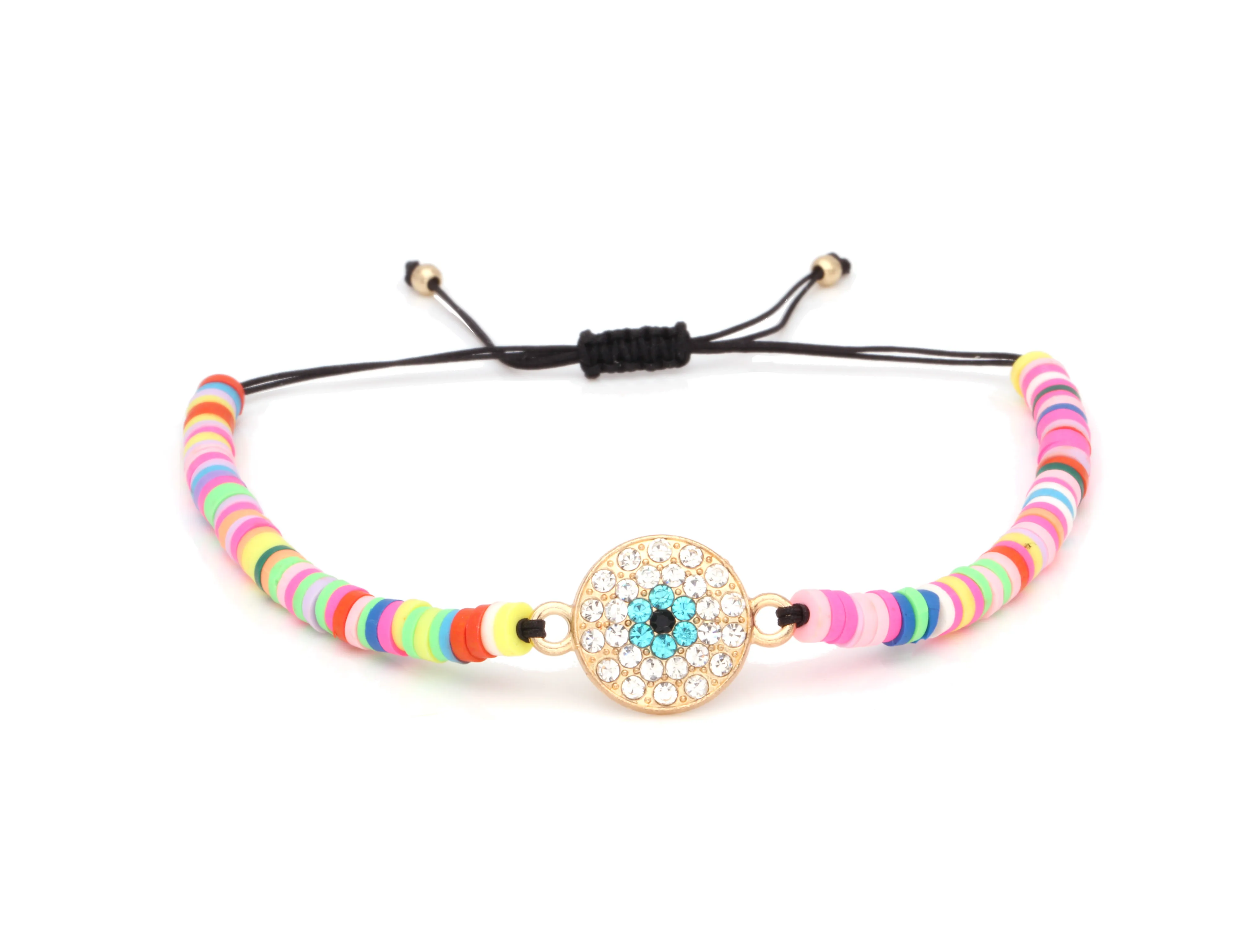 Полимерные глиняные бусы Heishi браслет из бисера черный шнур круглый зловещий глаз