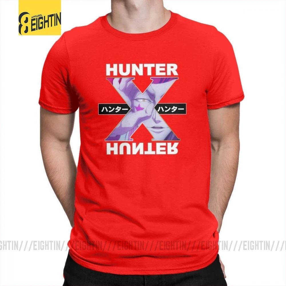 Hunter X Hunter футболки Hisoka очищенные хлопковые футболки с круглым воротником классические уличные футболки с коротким рукавом мужские комиксы плюс - Цвет: Красный