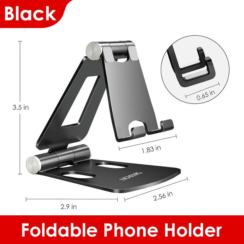 Black for Phone LINGCHEN держатель для телефона Подставка для iPhone 11 Xiaomi Mi 9 металлический держатель для телефона Складная подставка для мобильного телефона настольная подставка для iPhone 7 8 X XS - Цвет: Black for Phone