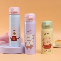 lovely cartoon straw cup can be used for hot water coffee and other creative spring stainless steel vacuum vacuum cup