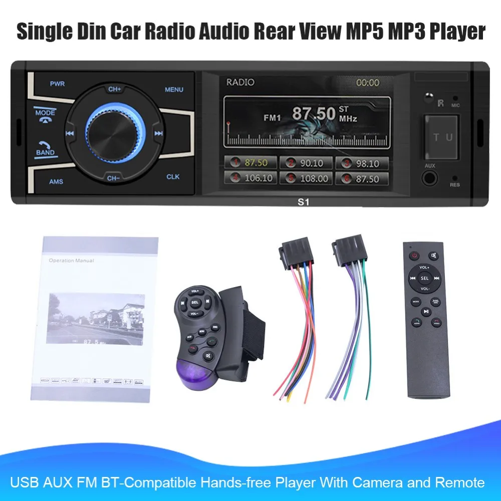 

Single Din Car Radio Audio Rear View MP5 MP3 Player USB AUX FM Bluetooth-Compatible Hands-free Player With Camera and Remote