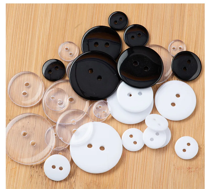 100-1000pieces 2holes White Black Transparent Resin Buttons for Clothing Needlework Crafts 9 10 11 15 18 20 23 25 Mm Wholesale images - 6