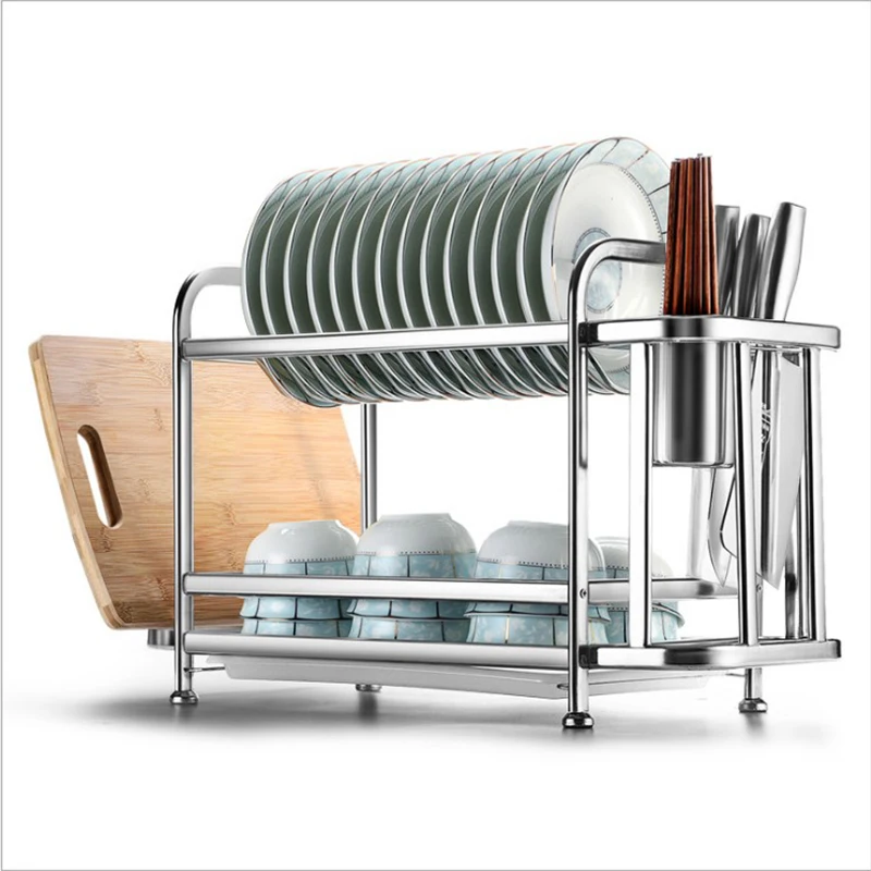 

Dish Drainer Holder Thicken Stainless Steel Drying Rack Basket Bowl Dish Draining Shelf Dryer Tray Holder Kitchen Sink Organizer