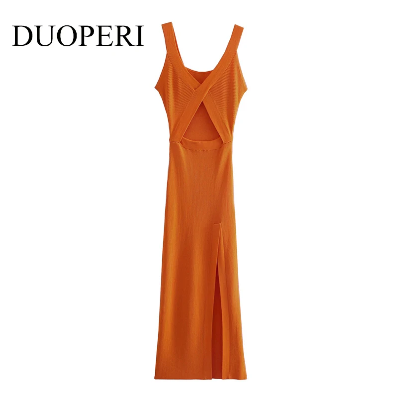 Женское трикотажное платье средней длины Элегантное повседневное с V образным