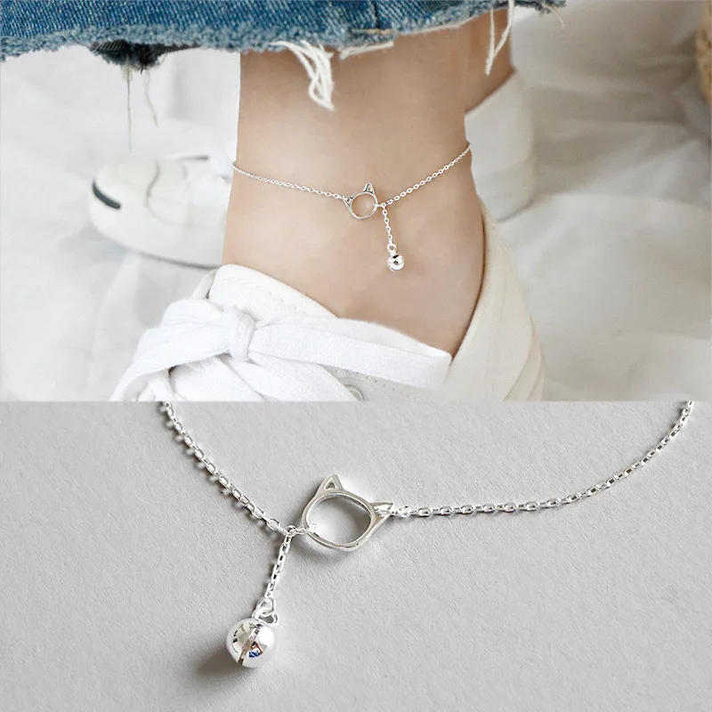 Женский милый подлинный 925 пробы серебряный браслет с открытым котенком котом и