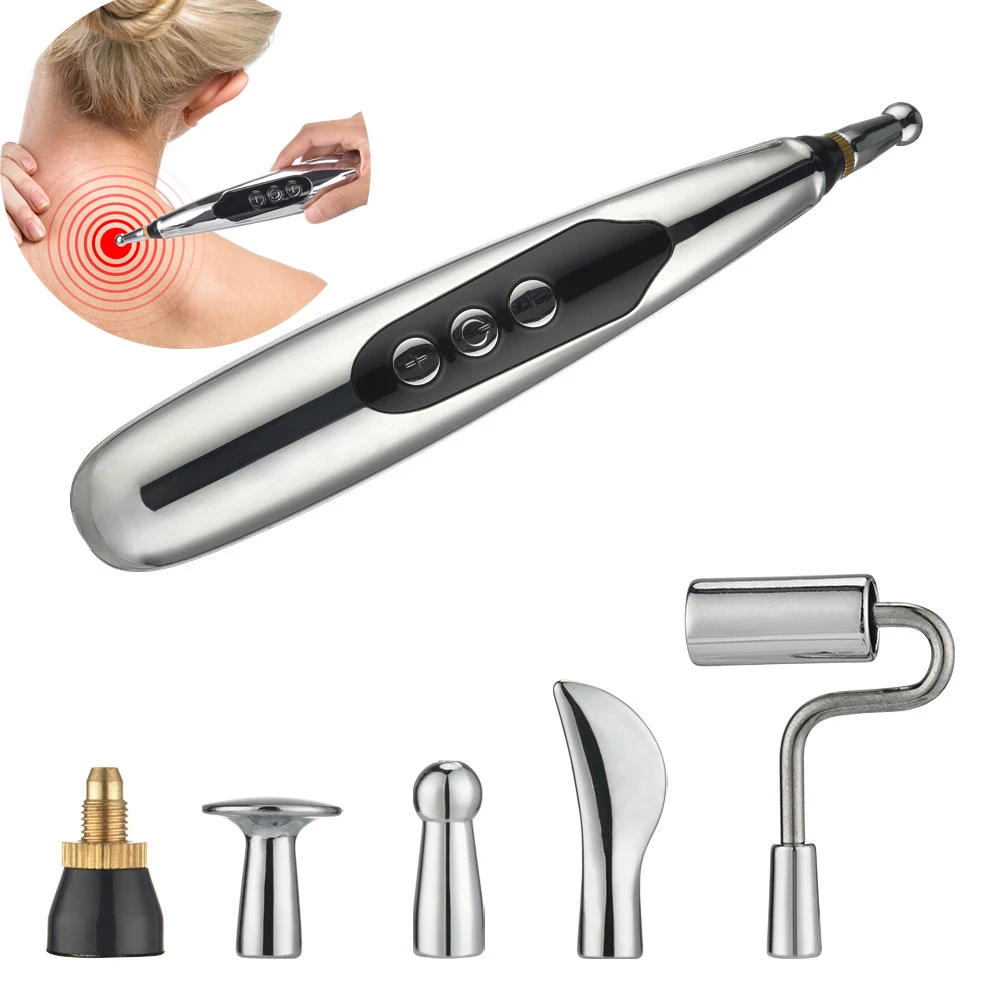 

5 Heads USB Electronic Acupuncture Pen Electric Meridians Laser Therapy Heal Massage Pen Meridian Energy Pen Relief Pain Tools
