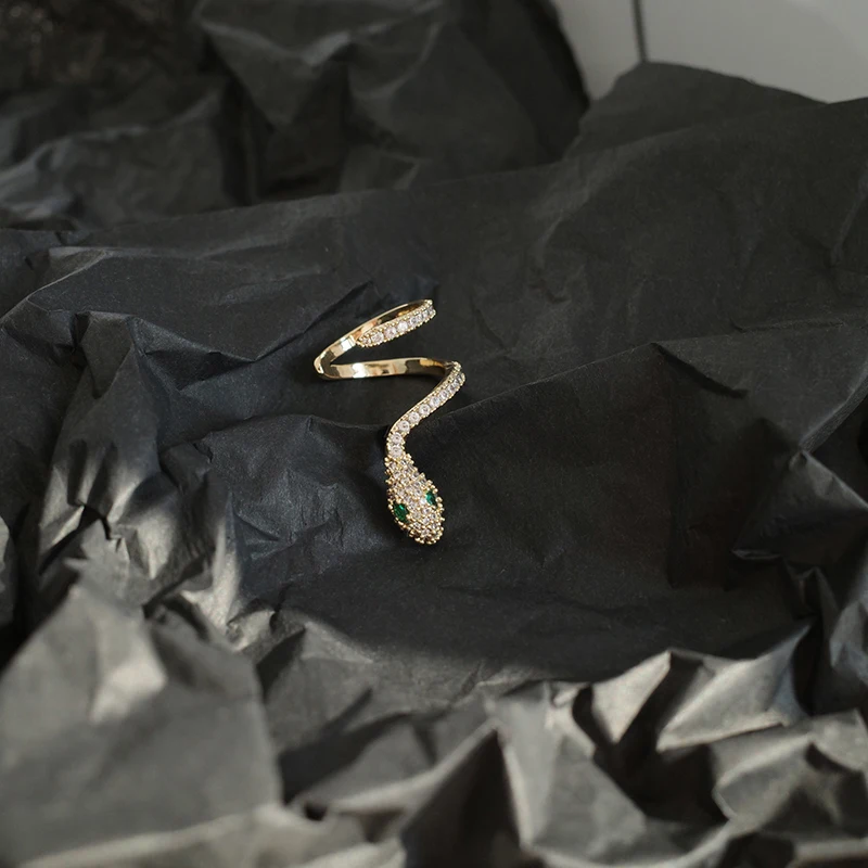 Позолоченные серьги-каффы в форме змеи стиле панк-рок с цирконом класса ААА для