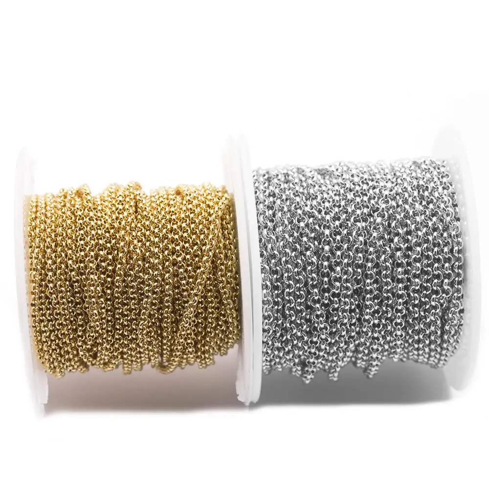 lacoogh 10Yard/lot Stainless Steel Bulk Link O Chain Silver Color Rolo Dia 2/2.5/3/4/5mm For Diy Necklace Jewelry Making | Украшения и