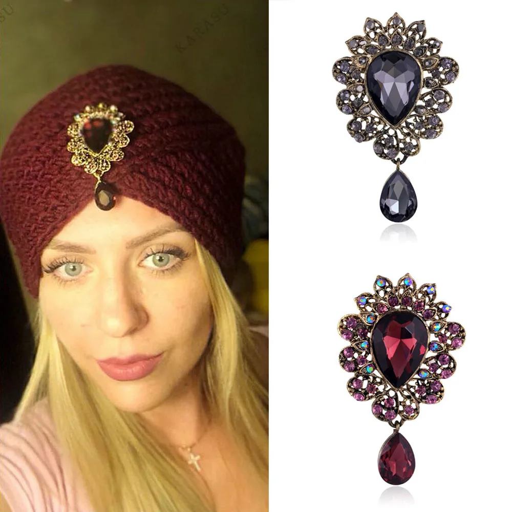 Большая брошь в форме капли воды с искусственным кристаллом брендовая бижутерия