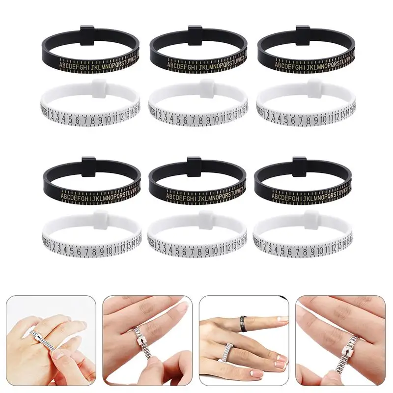 

12Pcs Practical Jewelry Ring Tape Rulers Finger Jewelry Measuring Gauges (US+UK)