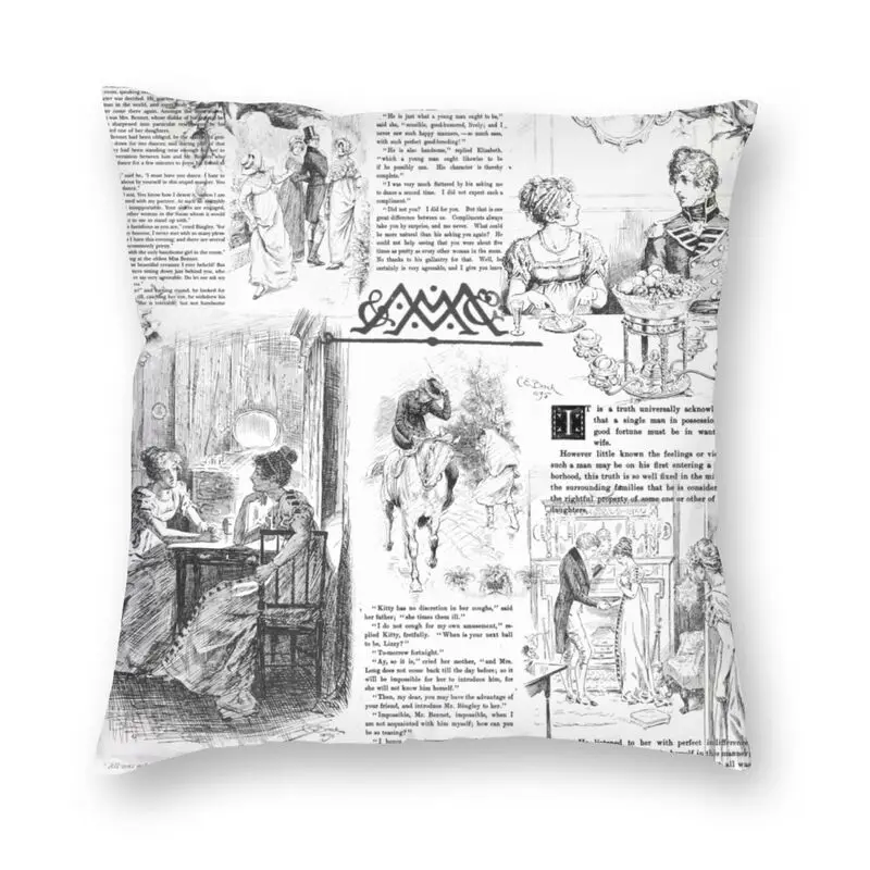 

Крутые страницы гордости и предсказаний, квадратная наволочка для подушки, украшение, 3D двухсторонняя печать, чехол для подушки Jane Austen для г...