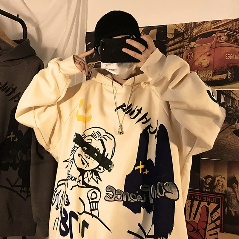 

Men's Hoodies Men Harajuku Sweatshirt Fashion Male Japanese Streetwear Oversized Anime Hoodie Comfortable Men Sweatshirts