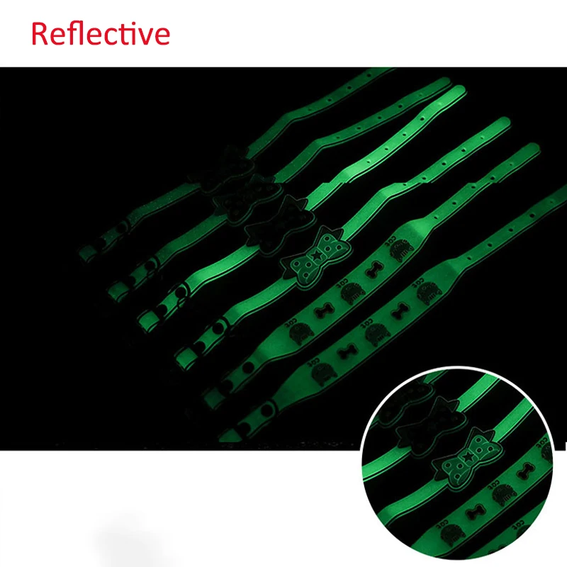

2021 New Glowing Dog Cat Collar Pet Luminous Collar Anti-Loss Fluorescent Silicone Cat Collars Necklace Pet Dogs Accessories