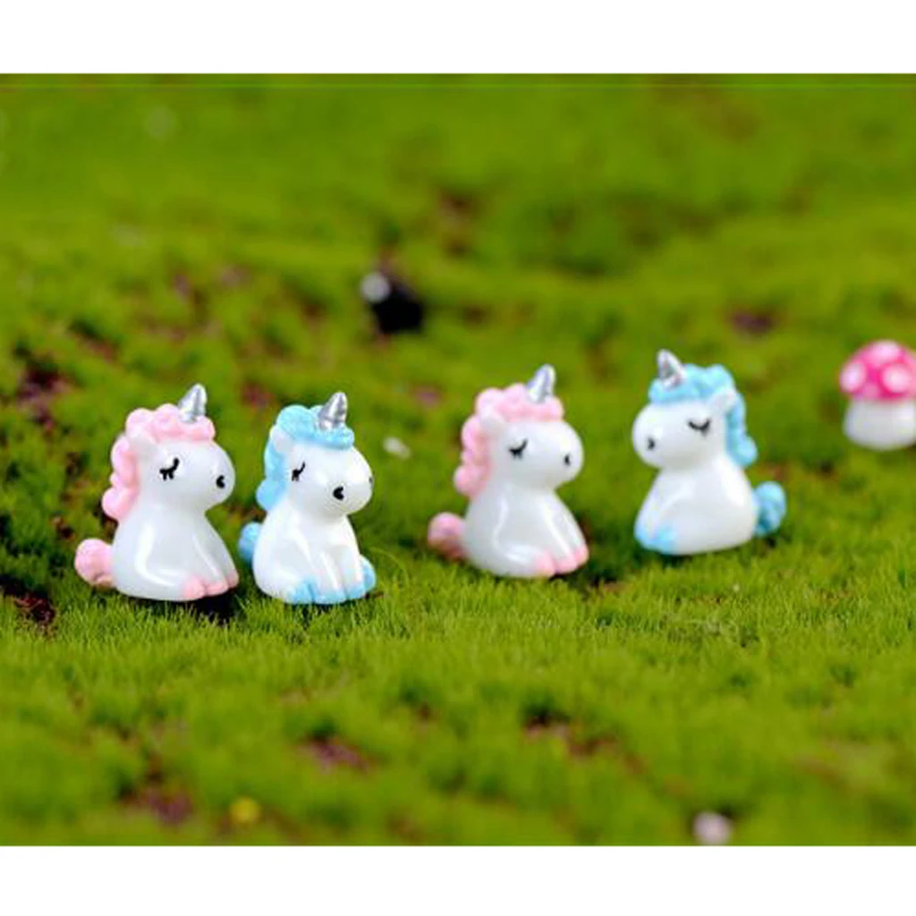 

2xUnicorn Action Figure Doll Miniature Statue Fairy Garden Miniature Decor
