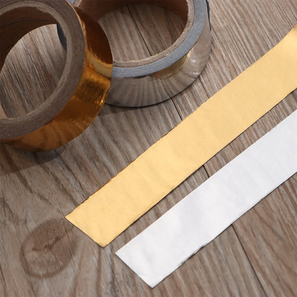 

1 Roll Hot Stamping Tape Gold and Silver Colour DIY Scrapbooking Adhesive Tape Stationery Christmas Diary Decorative Tape 2021