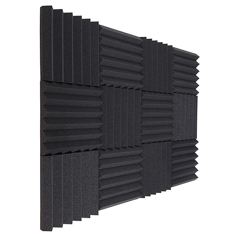 

12 Pcs Acoustic Foam Board,Sound Insulation Foam Board,Wedge Acoustic Wall Panels Tiles Studio Foam,5X 30X 30 cm