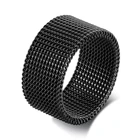 10 мм черные круглые плетеные сетчатые кольца из высококачественной нержавеющей стали, гибкие обручальные кольца для мужчин, ювелирные изделия