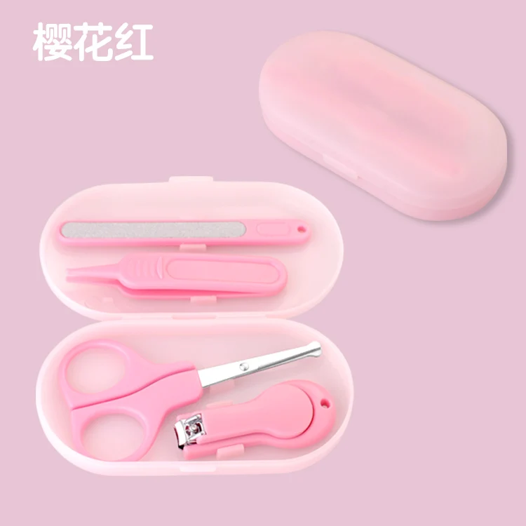Paston бренд Baby Care 4-Set включая машинки для стрижки ногтей, ножницы, стальные пилочки для ногтей, носовые пинцеты YE-12 - Цвет: Pink