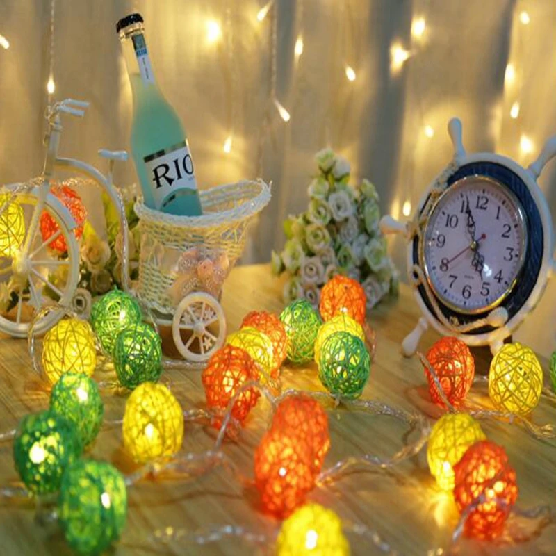 4 м 20 светодиодная гирлянда из ротанга с шариком Рождественская для сада свадьбы