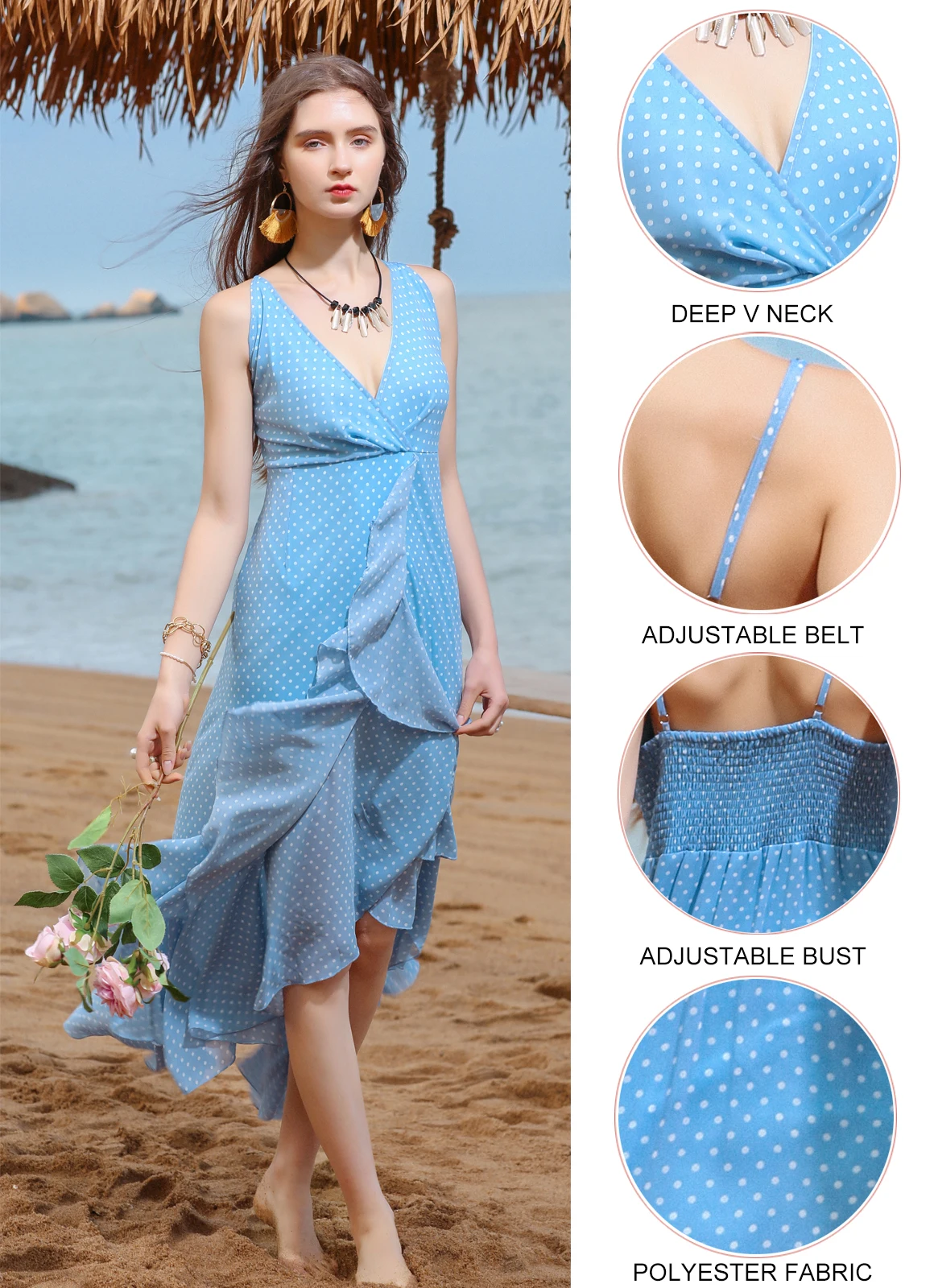 

CGYY New Arrivals Long Summer Maxi Dresses Ladies 2021 Floral Blue V Neck Sexi Beach Dress Knitted Woman Bodycon Vestidos