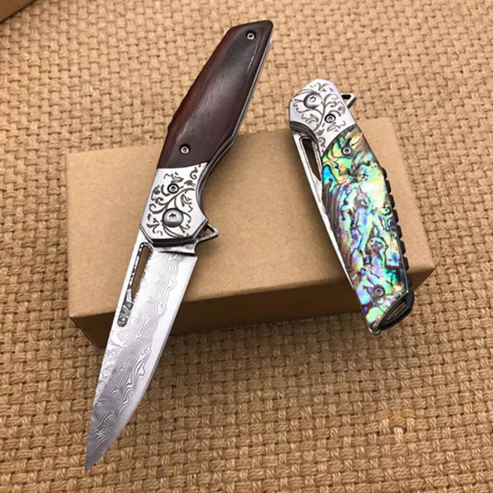 Складной нож из дамасской стали ручка розового дерева изысканный подарок