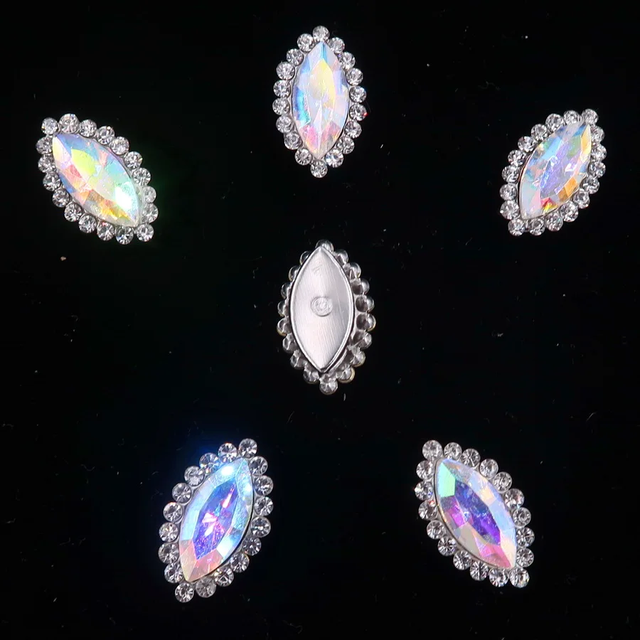 A26 Crystal AB 4*8 мм 7*15 мм стеклянный кристалл со стразами в серебряном когтях настройки маркиза огранка маркиза пришить на свадьбное платье со стразами diy - Цвет: A26 Crystal AB