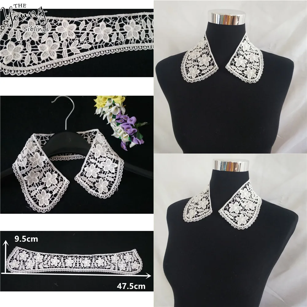 Белое молочное волокно кружевной воротник вышитая аппликация кружевная ткань DIY