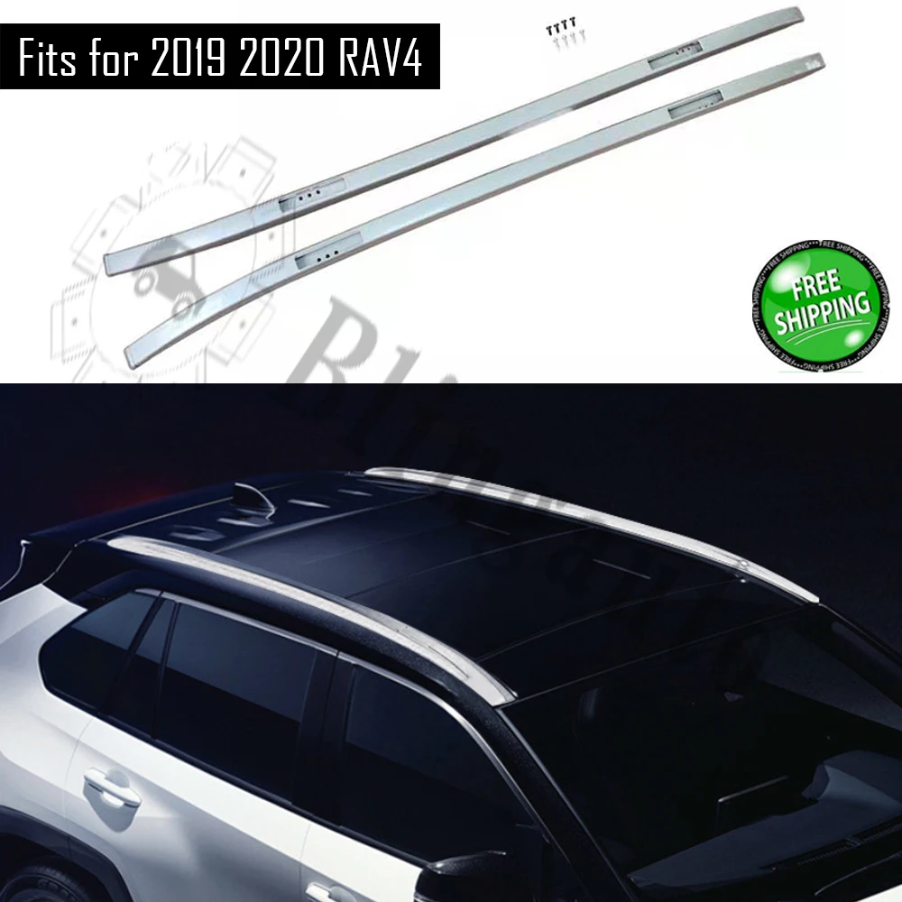 Серебристый левый и правый алюминиевый стеллаж для крыши 2 шт. рейка T o t a RAV4 RAV 4 2019