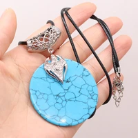fashion jewelry leather rope necklace natural stone turquoises pendant boho pendant charms for women necklaces fine gift