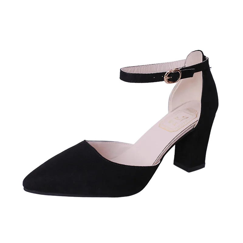 

Sandals Women's 2021 Summer New Pointed High Heels Thick Heel Bag with Side Air Buckle Strap Female Sandals