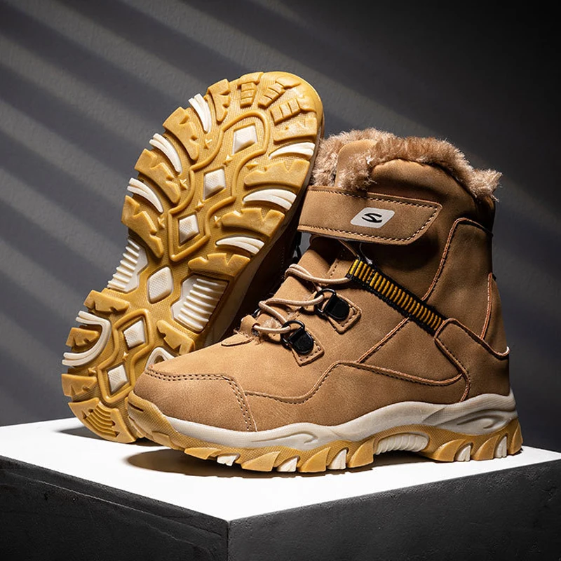 High Quality Boys Winter Snow Boots 2021 New Platform Warm Cotton Shoes Anti-slip Rubber Sneakers For Big Kids Size 28-40 | Мать и