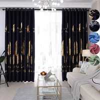 luxury golden leaves blackout window curtains for living room bedroom custom made white sheer voile