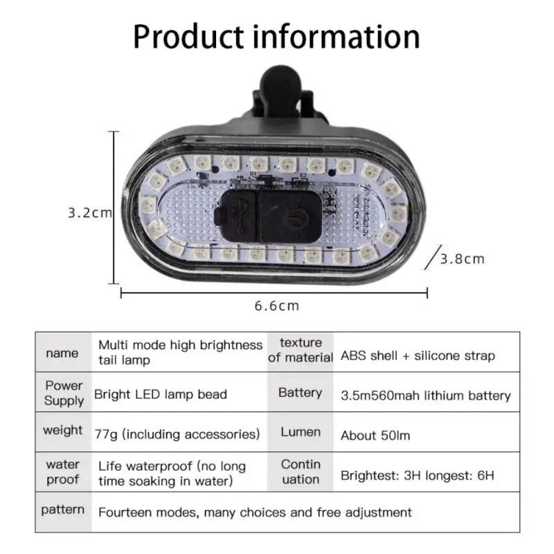 

Bicycle Smart Auto Brake Sensing Light Waterproof Charging Cycling Taillight Bike Rear Light Accessories Light Bicycle Light