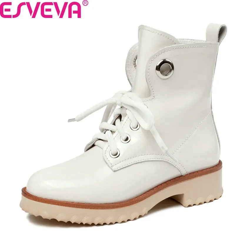 ESVEVA/2020 г. Женская обувь ботильоны пикантные однотонные мотоциклетные ботинки на
