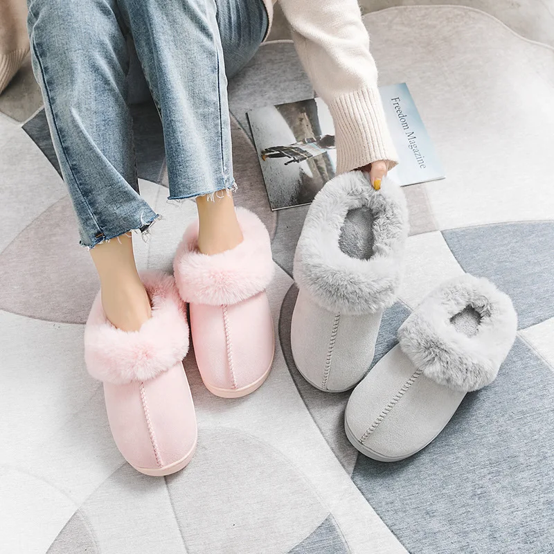 Женские домашние тапочки зимняя теплая обувь женские шлепанцы на плоской