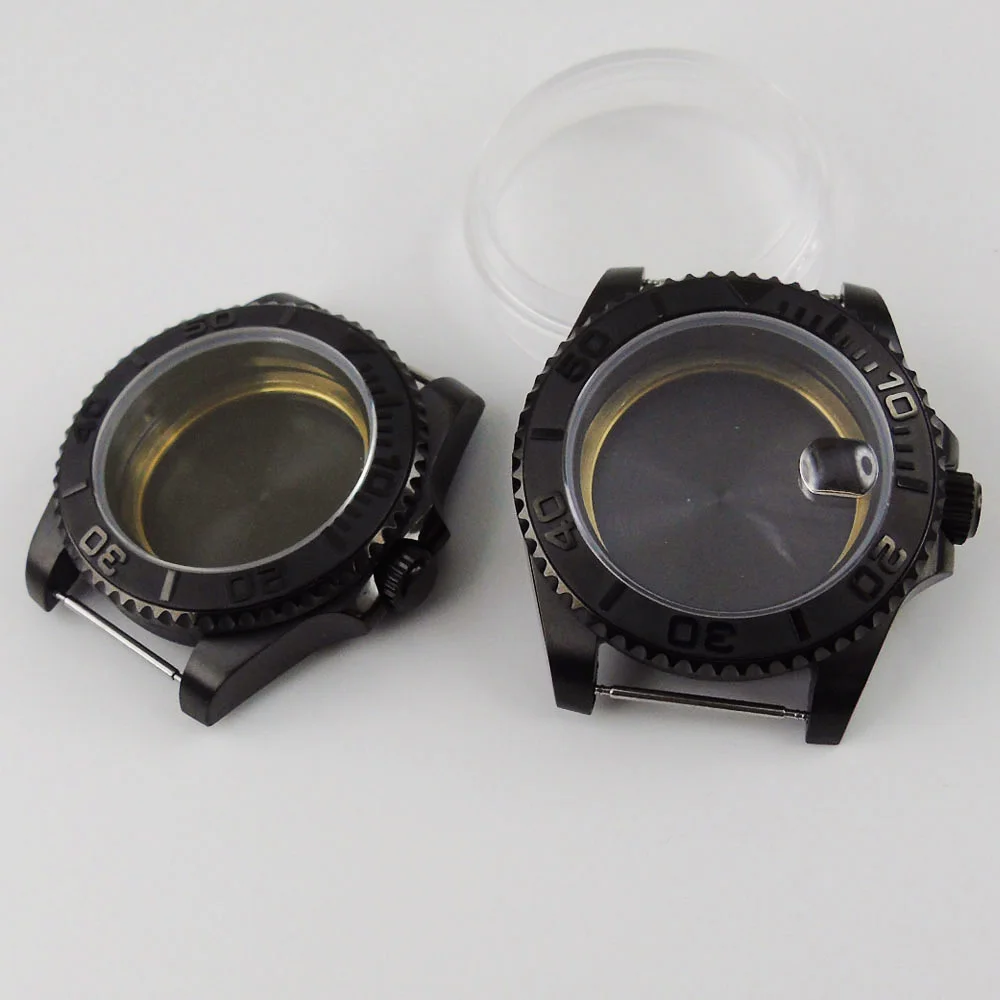 

High Quality Watch Case For Japan miyota 8215 ETA 2836 No Cyclop Seeing Back Screw Back Sapphire Crystal Unidirectional Bezel