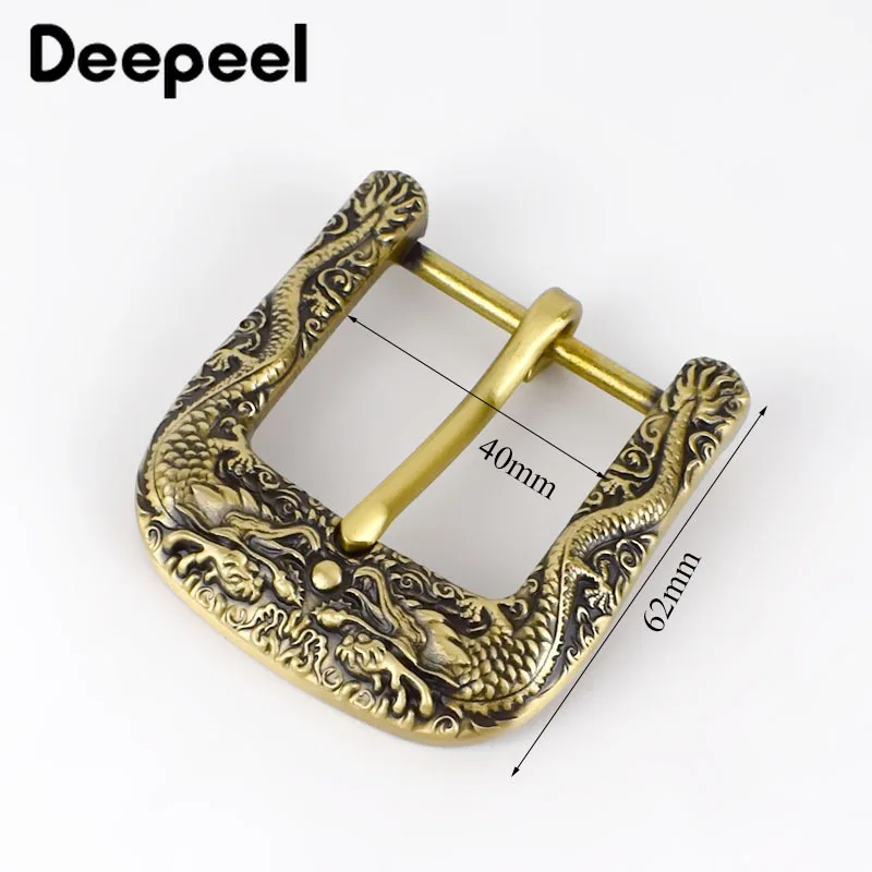 Deepeel 40 мм винтажная Пряжка из твердой латуни с драконом для ремней металлическая