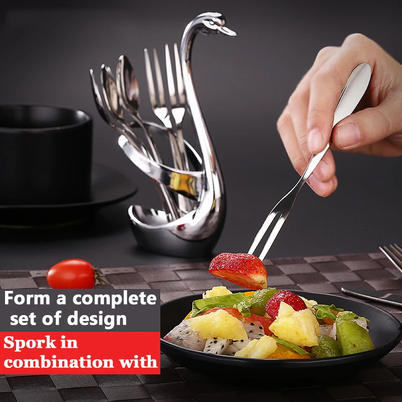 

Restaurant kitchen creative tableware Cygnus fruit dessert cake fork tableware storage rack high-end Cygnus dessert fork spoon