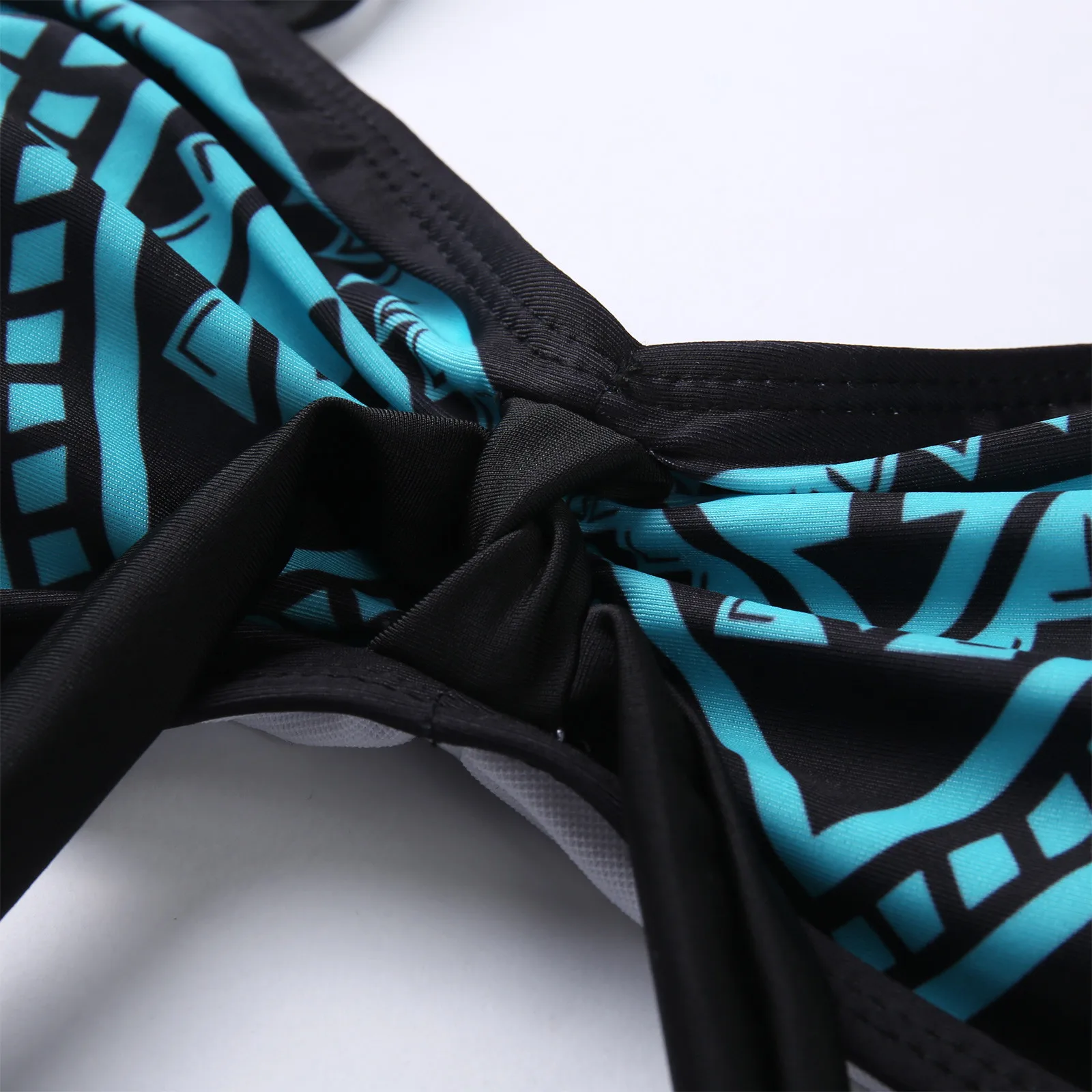 

Irregular Pattern Stitching Bikini Set Women's Sexy Soild Print Lace Up High Cut Leg Bikini Set Two Piece Swimsuit Dropshipping
