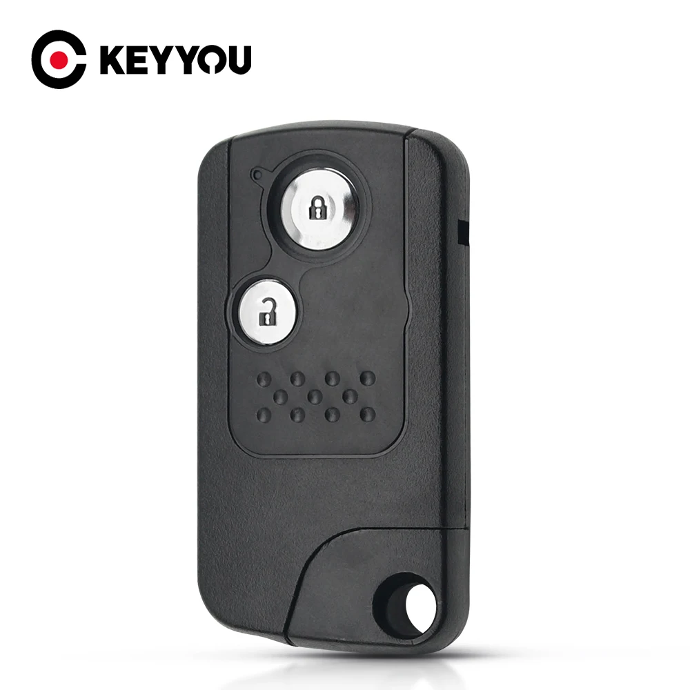 

KEYYOU 2 кнопки дистанционного ключа оболочки ключа корпус чехол для Honda Civic Accord CR-V Odyssey со вставкой ключа Uncut Blade