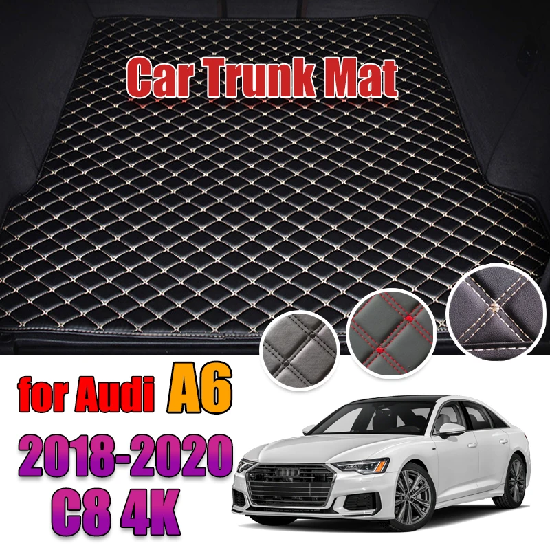 

Leather Car Trunk Mat For Audi A6 C8 4K 2018 2019 2020 A6L Trunk Boot Mat Liner Pad Cargo pad Cargo Liner Interior Decoration