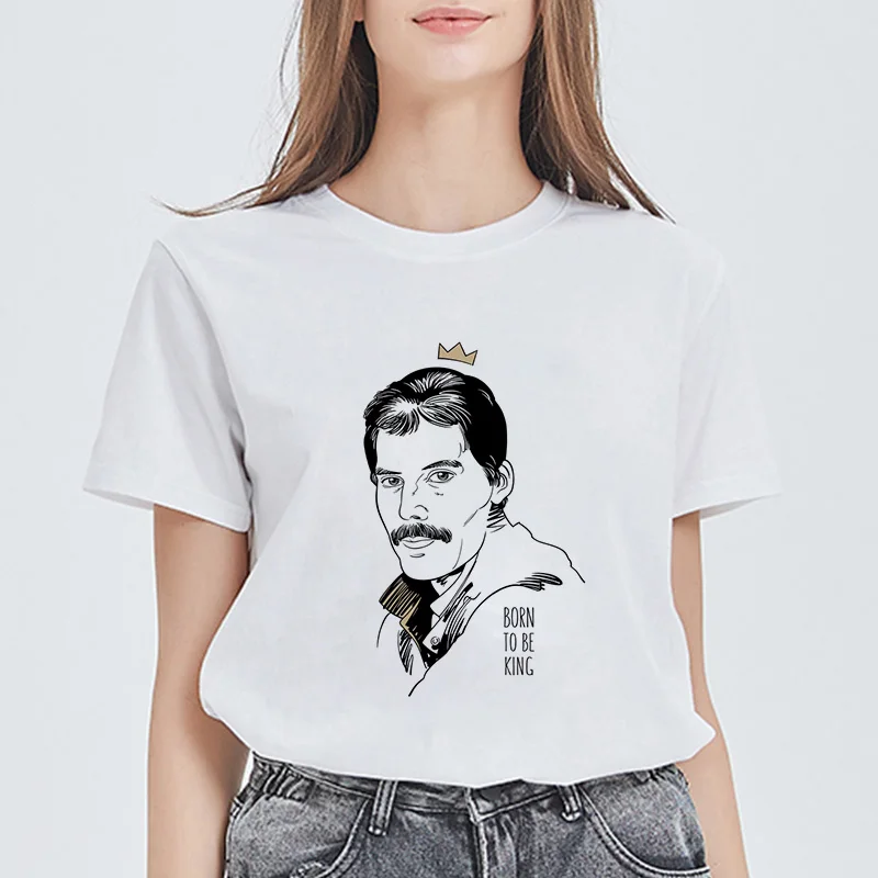 Showtly Freddie Mercury The Queen Band футболка женская оверсайз винтажные Женские повседневные
